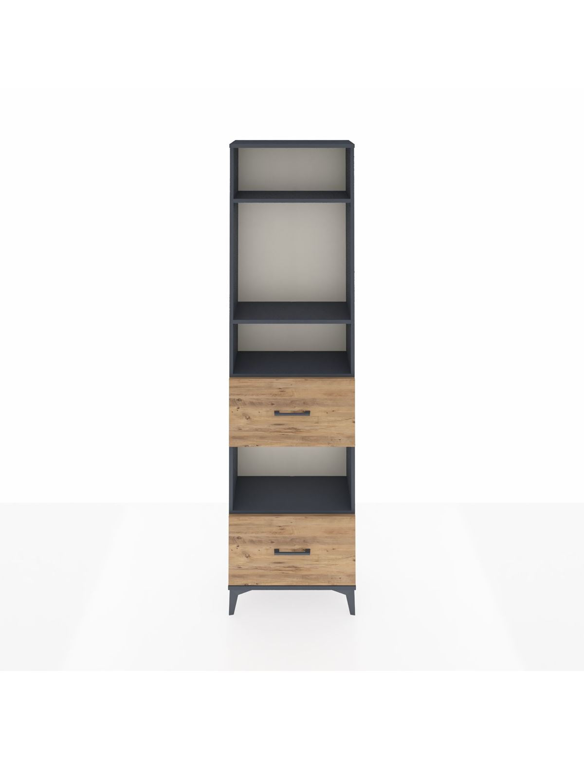 Arges Dolap 4 Raflı 2 Çekmeceli 60x30x221 Antrasit-Çam