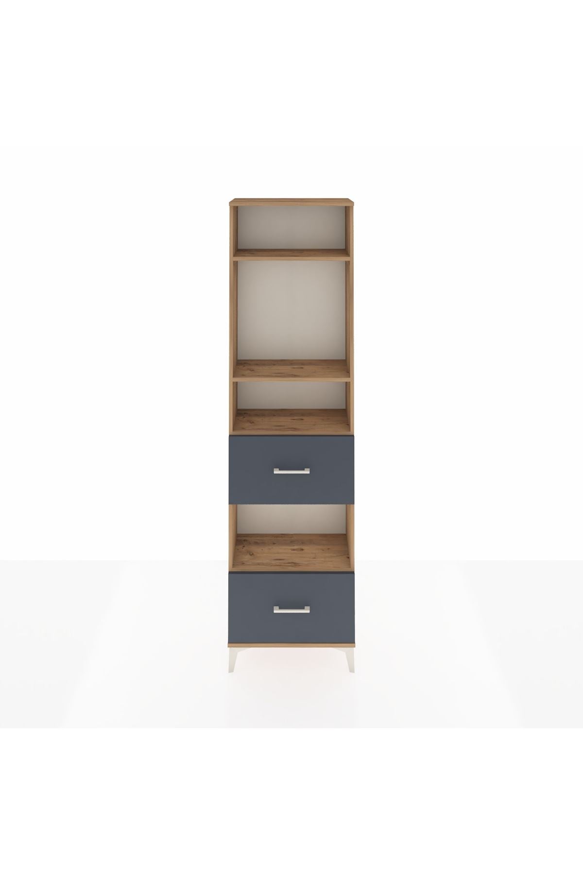 Arges Dolap 4 Raflı 2 Çekmeceli 60x30x221 Çam-Antrasit