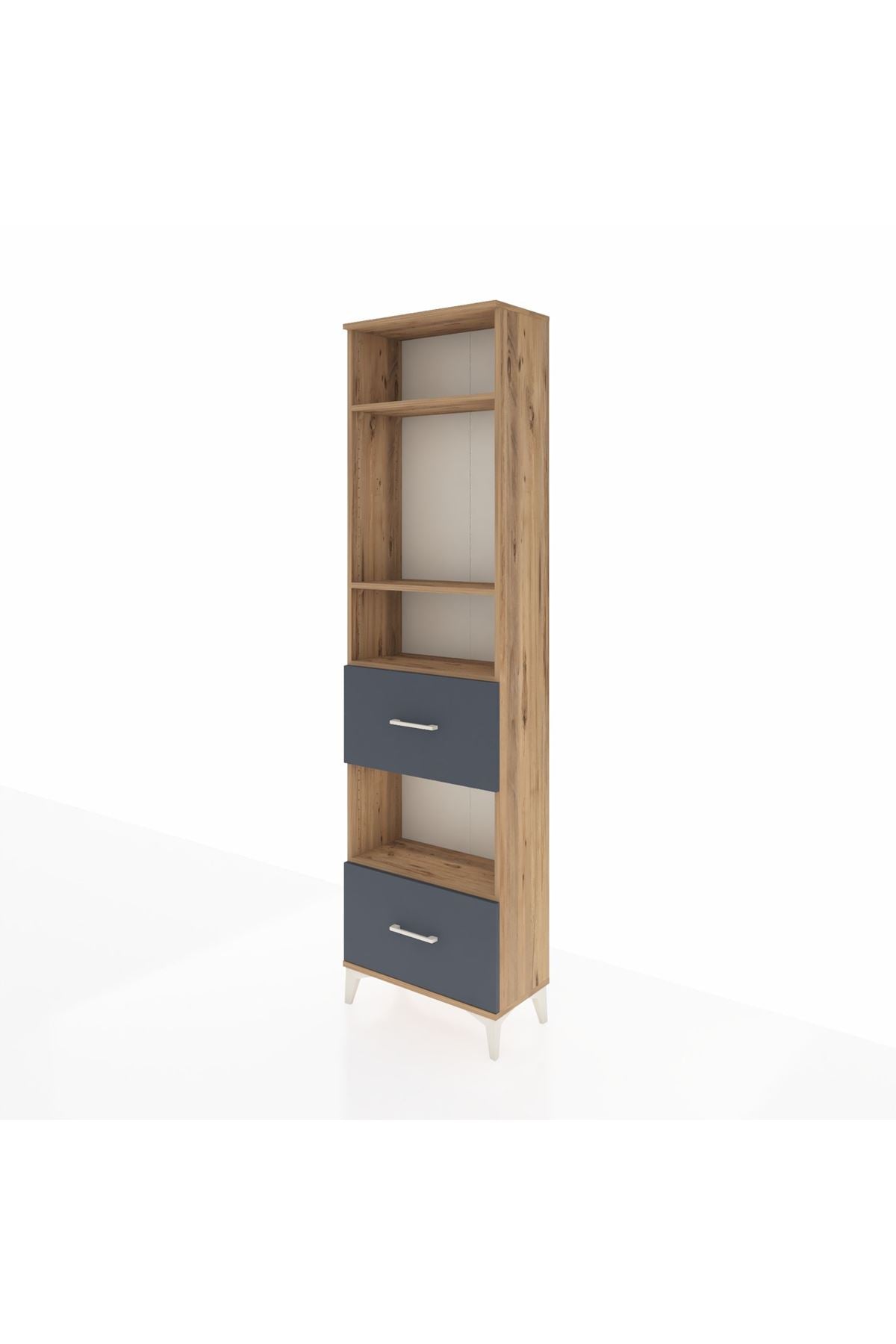 Arges Dolap 4 Raflı 2 Çekmeceli 60x30x221 Çam-Antrasit