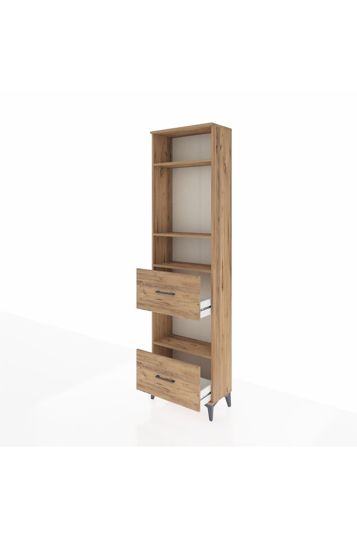 Arges Dolap 4 Raflı 2 Çekmeceli 60x30x221 Çam-Çam