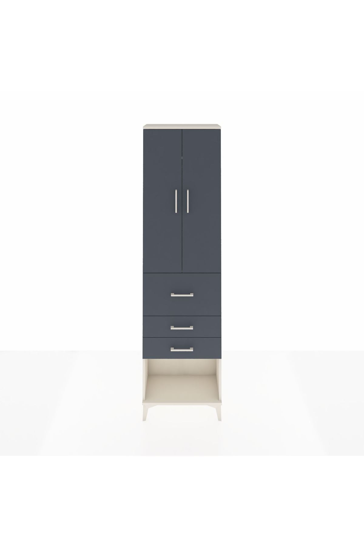 Arges Dolap 2 Raflı 3 Çekmeceli 2 Kapaklı 60x30x221 Aytaşı-Antrasit