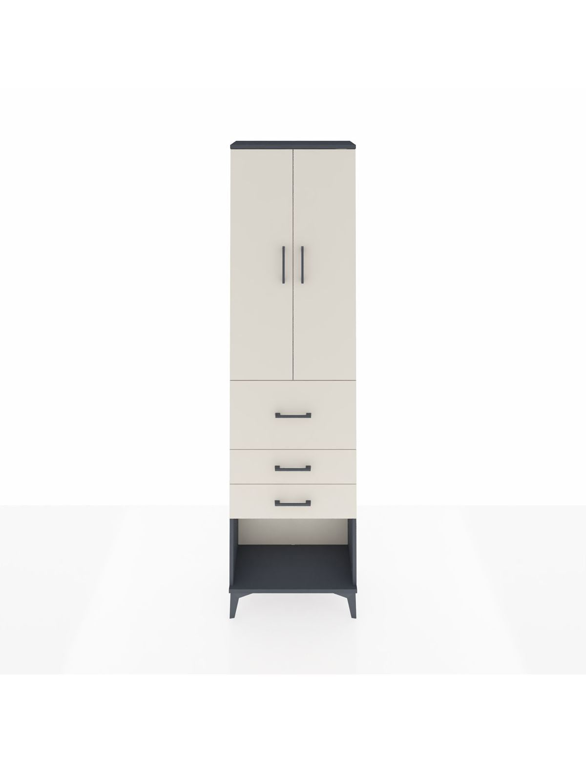 Arges Dolap 2 Raflı 3 Çekmeceli 2 Kapaklı 60x30x221 Antrasit-Aytaşı