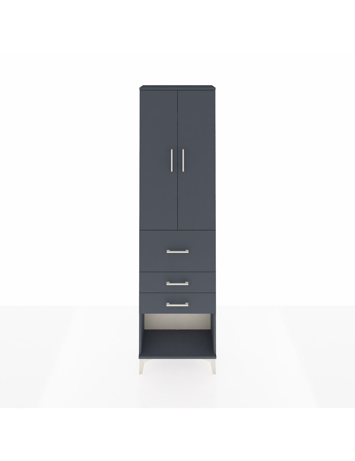 Arges Dolap 2 Raflı 3 Çekmeceli 2 Kapaklı 60x30x221 Antrasit-Antrasit