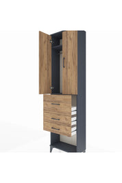 Arges Dolap 2 Raflı 3 Çekmeceli 2 Kapaklı 60x30x221 Antrasit-Çam