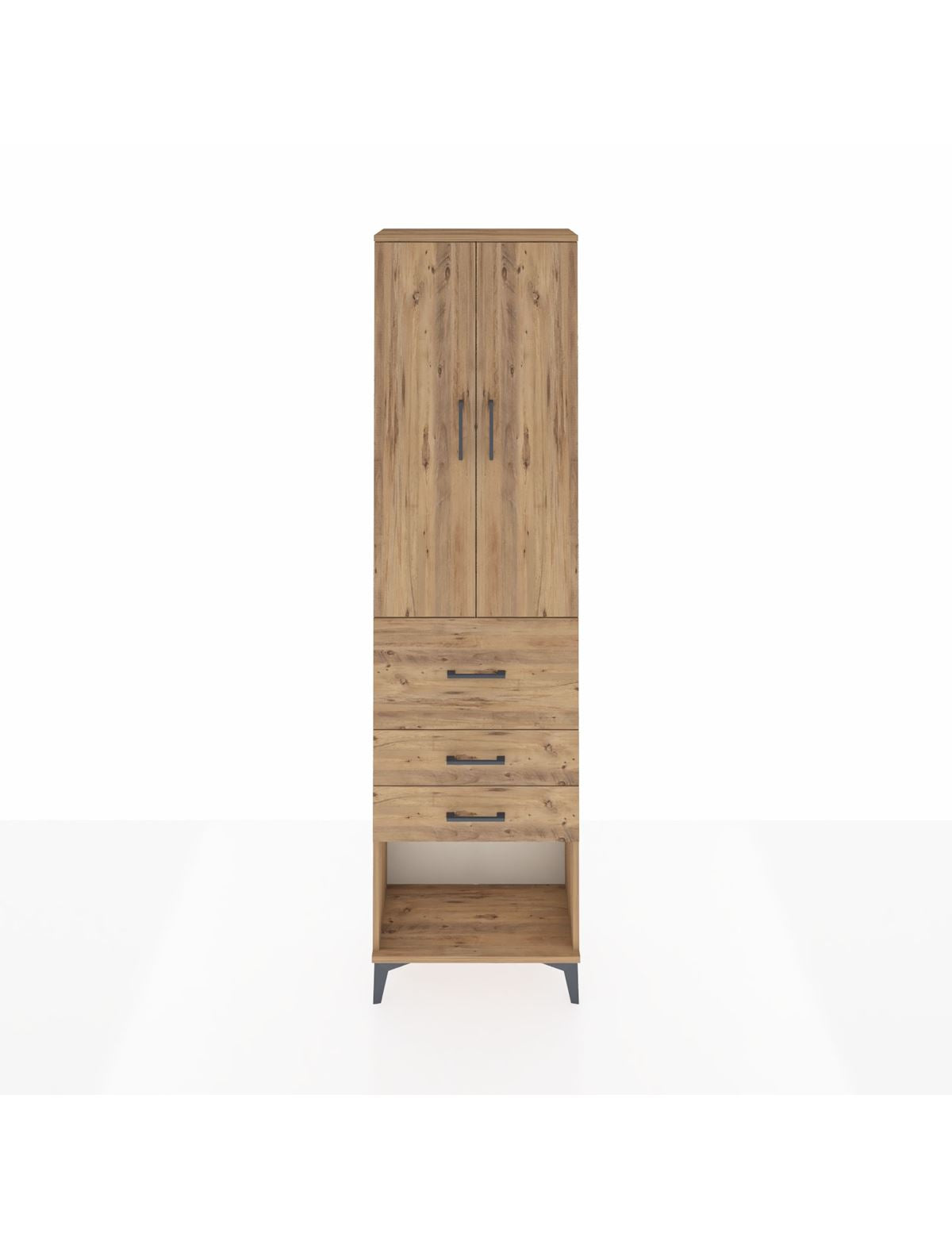 Arges Dolap 2 Raflı 3 Çekmeceli 2 Kapaklı 60x30x221 Çam-Çam