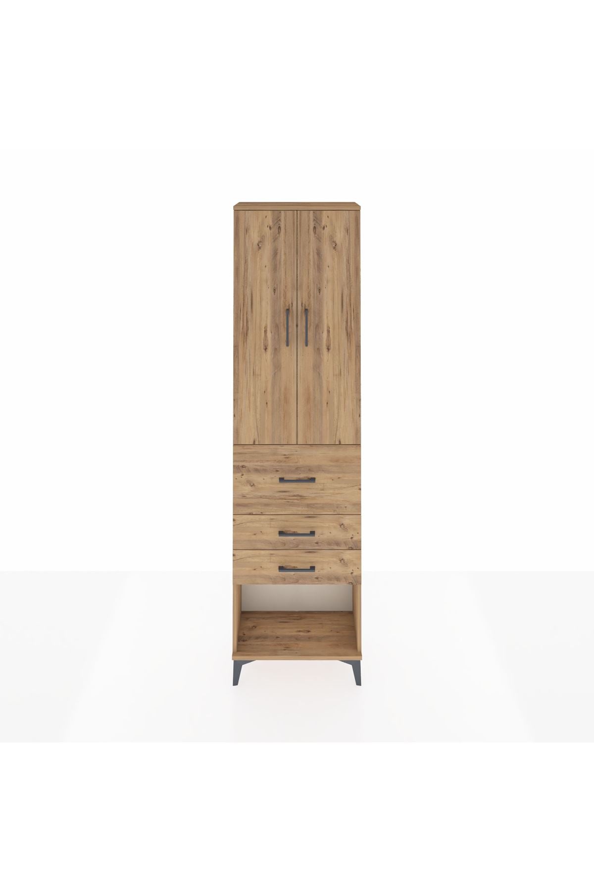 Arges Dolap 2 Raflı 3 Çekmeceli 2 Kapaklı 60x30x221 Çam-Çam