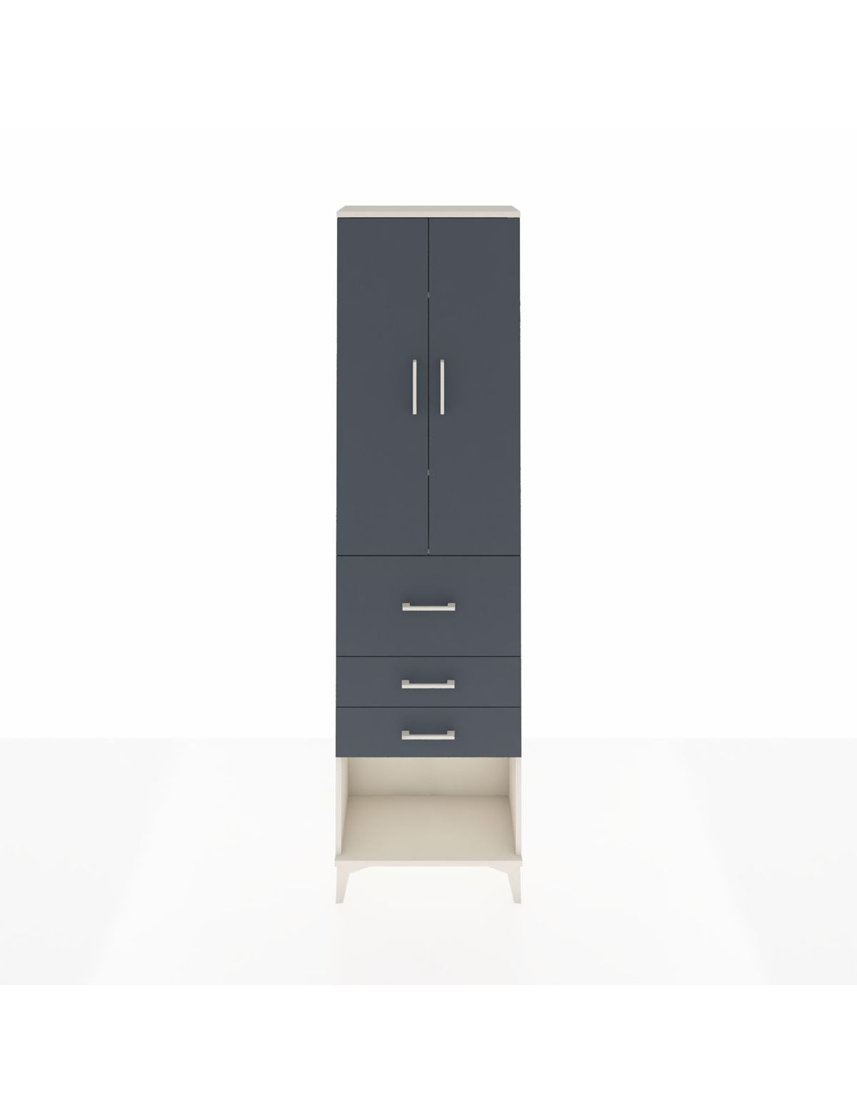 Arges Dolap 3 Raflı 3 Çekmeceli 2 Kapaklı 60x30x221 Aytaşı-Antrasit