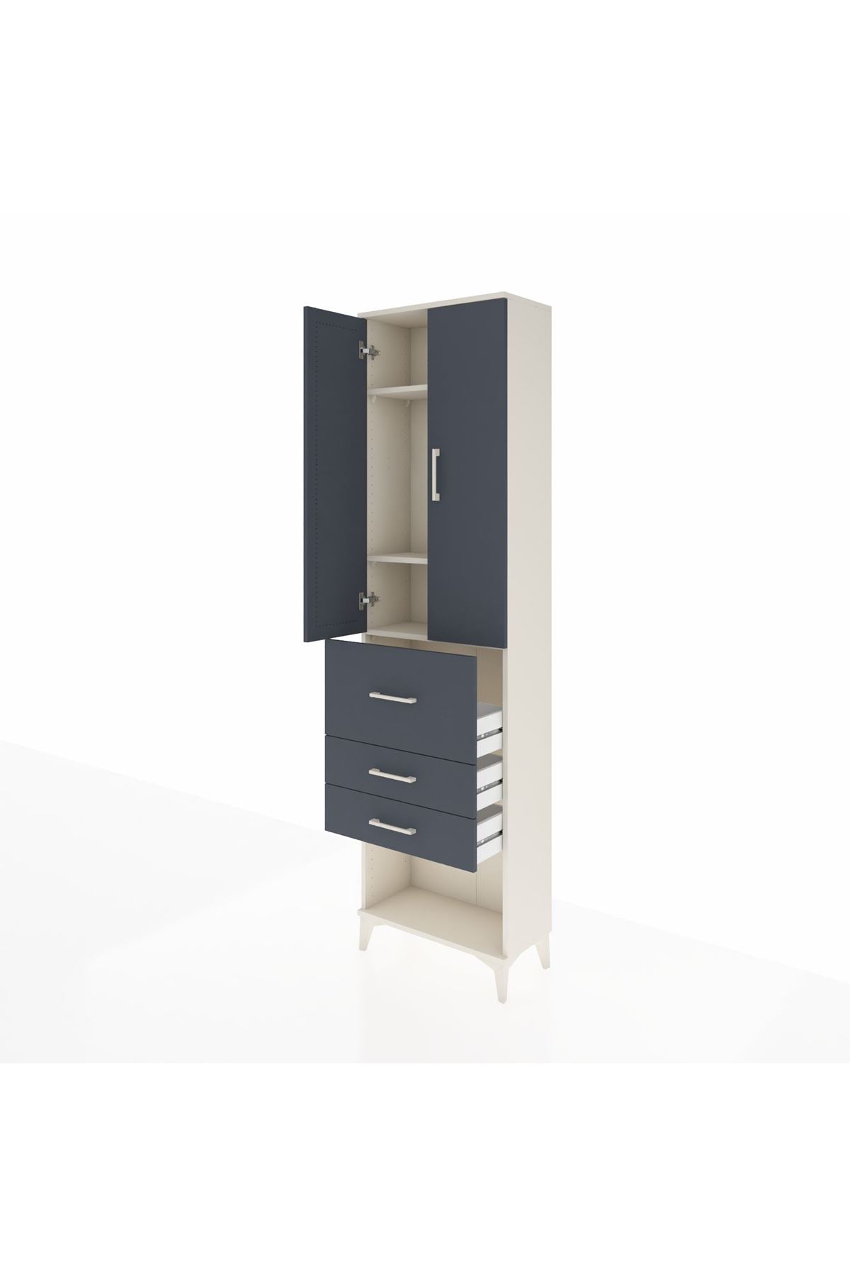 Arges Dolap 3 Raflı 3 Çekmeceli 2 Kapaklı 60x30x221 - S29M149V2A