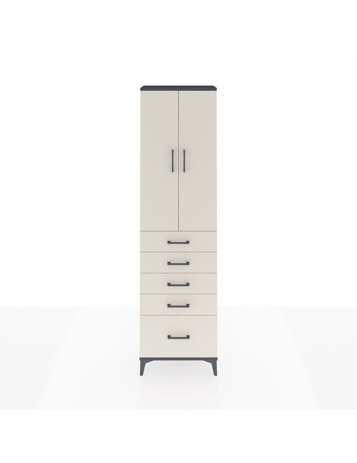 Arges Dolap 2 Raflı 5 Çekmeceli Tek Askılı 60x30x221 Antrasit-Aytaşı