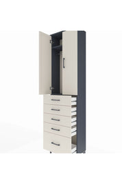 Arges Dolap 2 Raflı 5 Çekmeceli Tek Askılı 60x30x221 Antrasit-Aytaşı