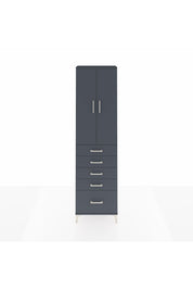 Arges Dolap 2 Raflı 5 Çekmeceli Tek Askılı 60x30x221 Antrasit-Antrasit