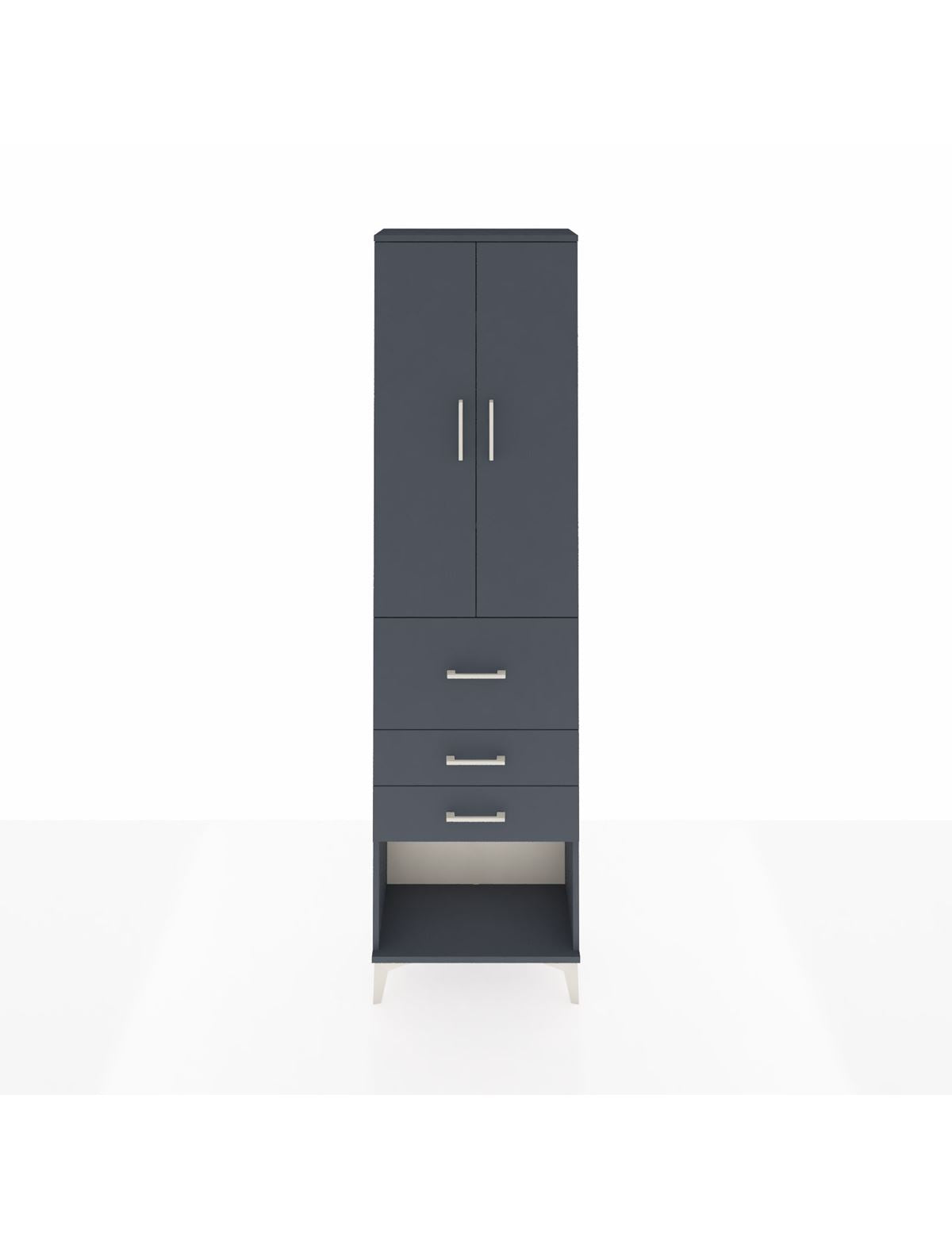 Arges Dolap 3 Raflı 3 Çekmeceli 2 Kapaklı 60x30x221 Antrasit-Antrasit