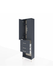 Arges Dolap 3 Raflı 3 Çekmeceli 2 Kapaklı 60x30x221 Antrasit-Antrasit