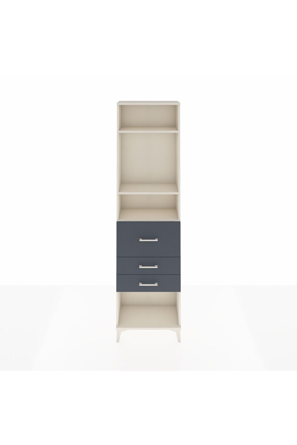 Arges Dolap 3 Raflı 3 Çekmeceli 60x30x221 Aytaşı-Antrasit