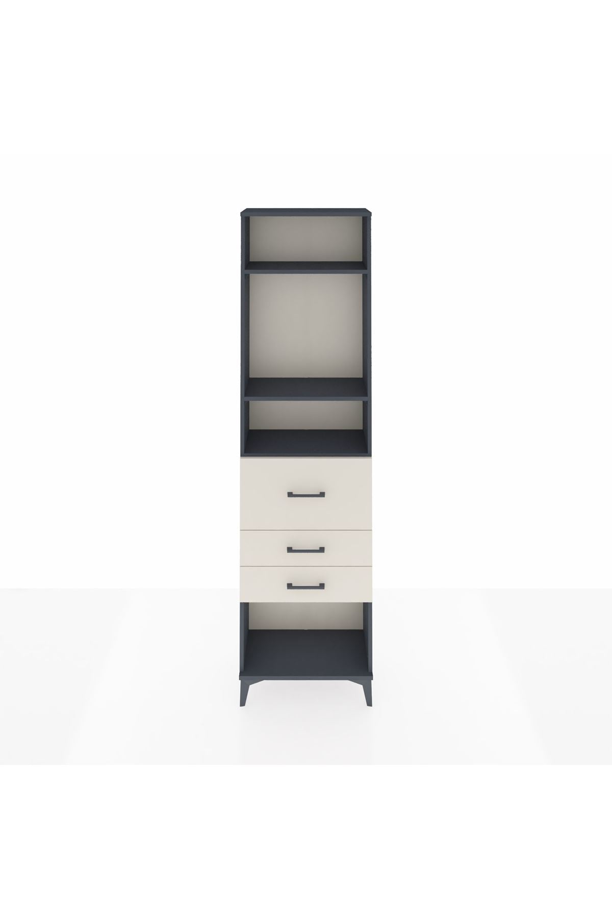 Arges Dolap 3 Raflı 3 Çekmeceli 60x30x221 Antrasit-Aytaşı