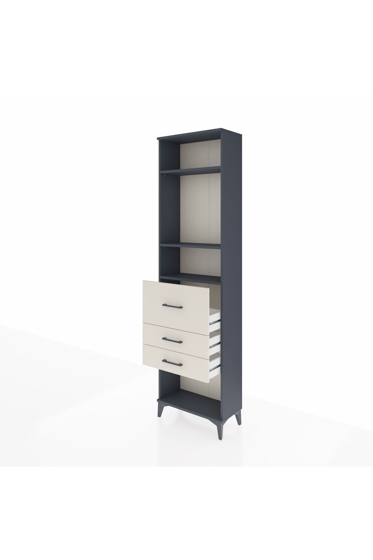 Arges Dolap 3 Raflı 3 Çekmeceli 60x30x221 Antrasit-Aytaşı