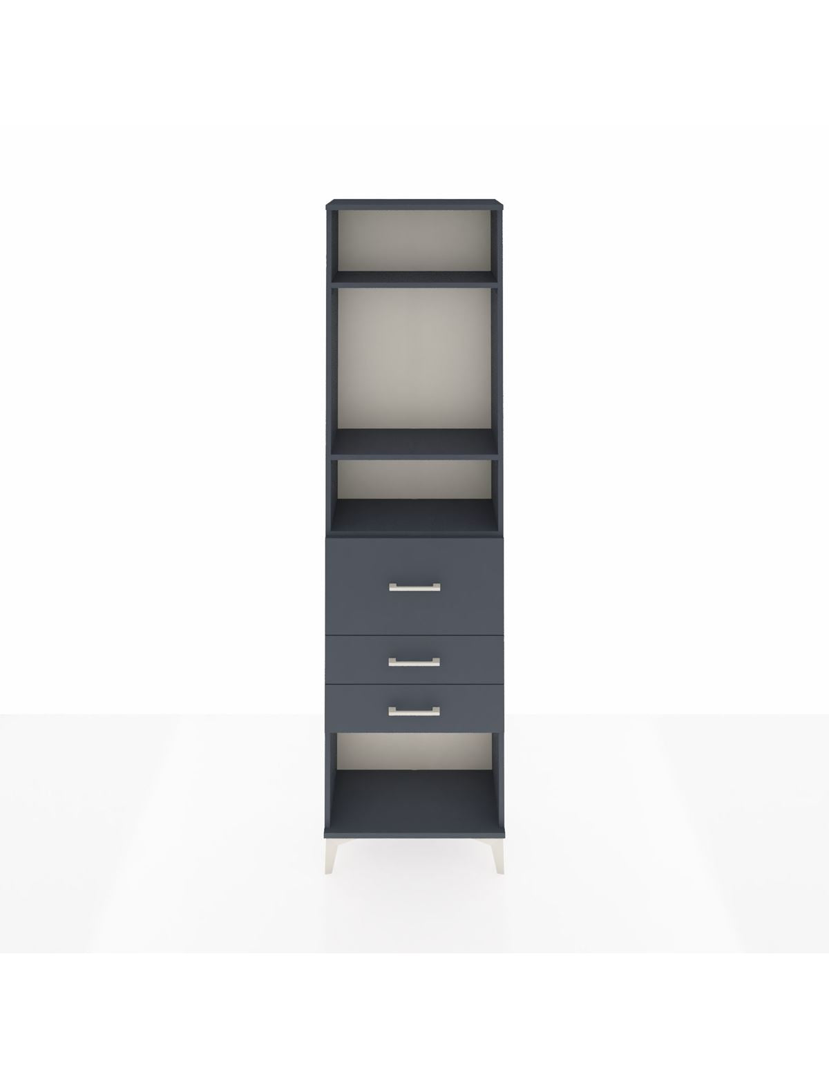 Arges Dolap 3 Raflı 3 Çekmeceli 60x30x221 Antrasit-Antrasit