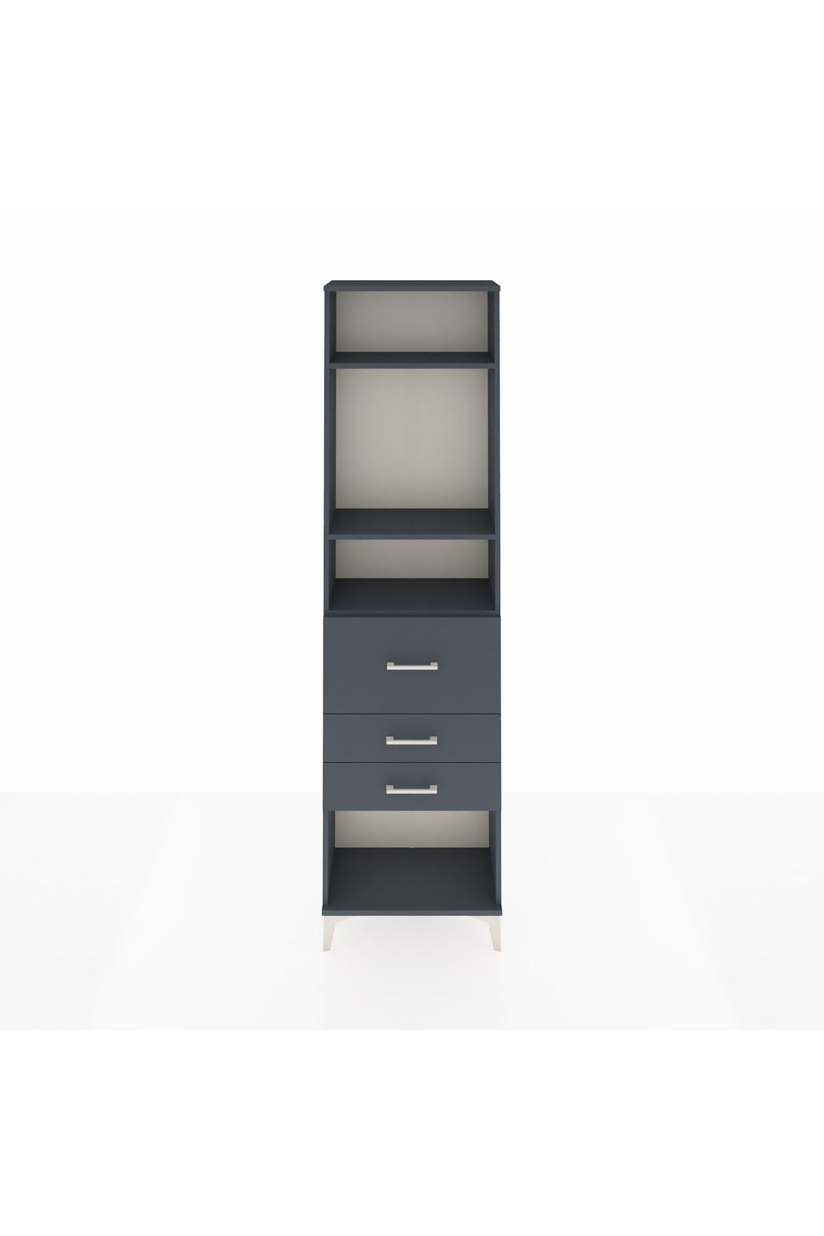 Arges Dolap 3 Raflı 3 Çekmeceli 60x30x221 Antrasit-Antrasit