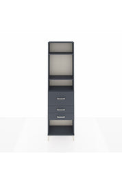 Arges Dolap 3 Raflı 3 Çekmeceli 60x30x221 Antrasit-Antrasit