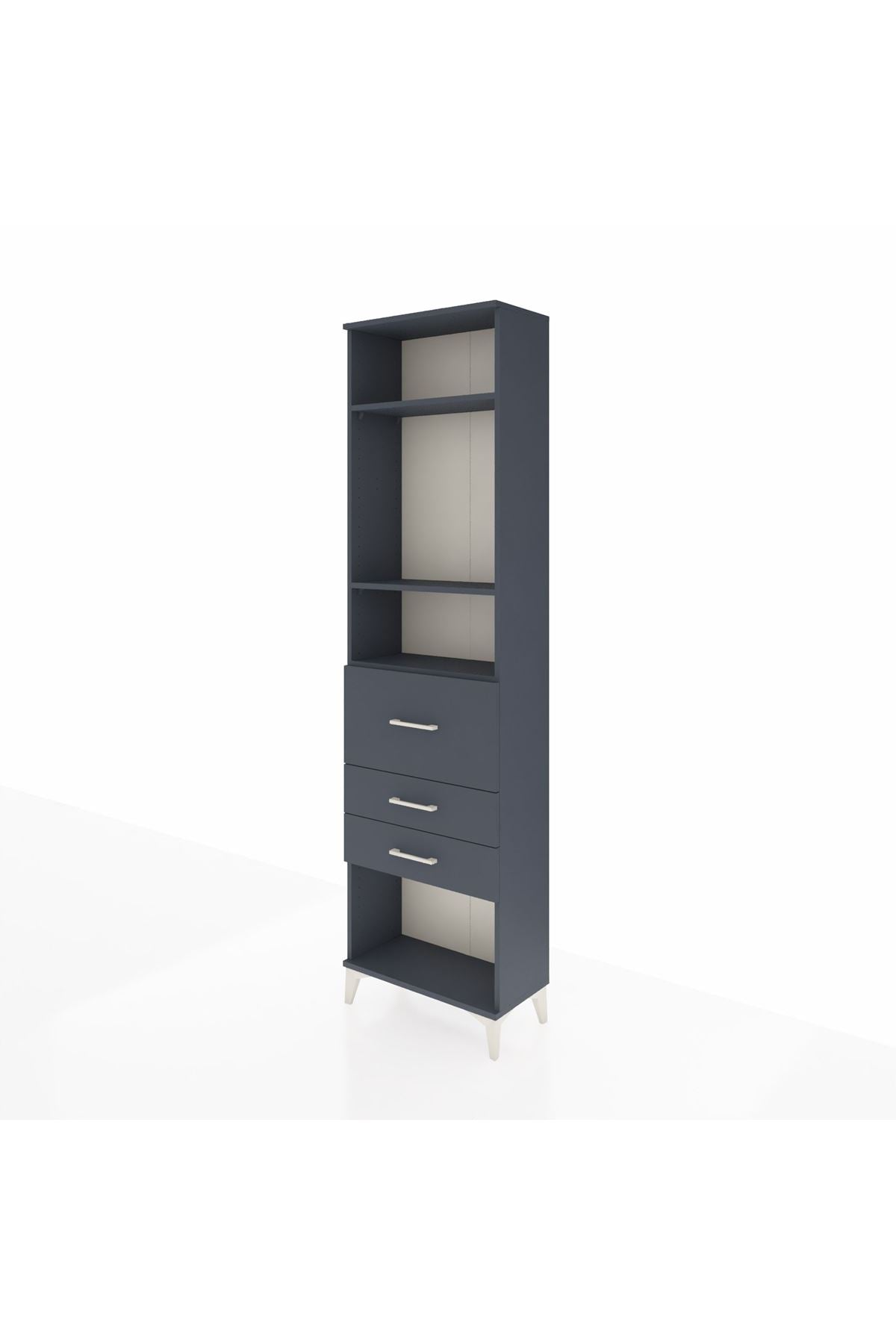 Arges Dolap 3 Raflı 3 Çekmeceli 60x30x221 Antrasit-Antrasit