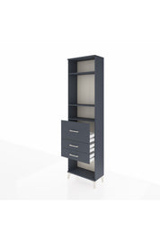 Arges Dolap 3 Raflı 3 Çekmeceli 60x30x221 Antrasit-Antrasit