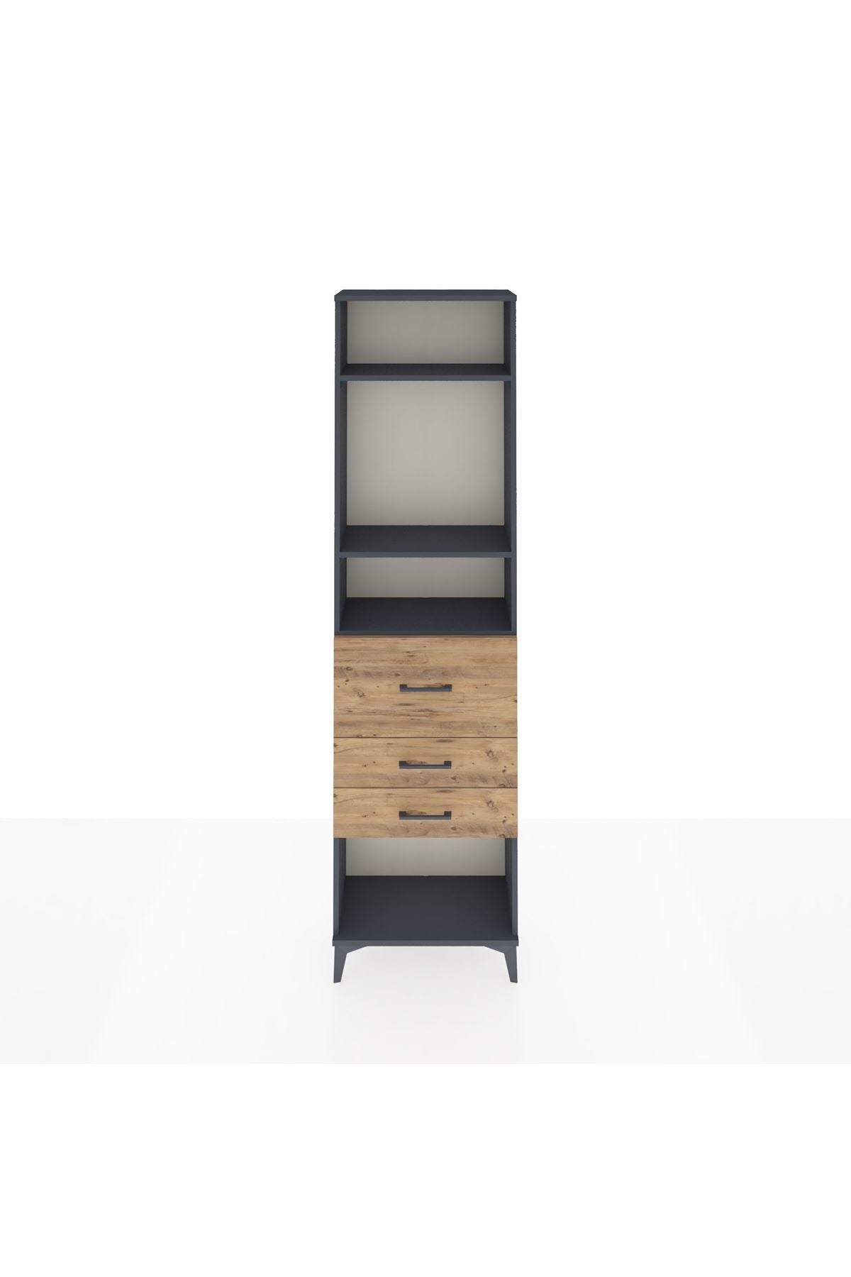 Arges Dolap 3 Raflı 3 Çekmeceli 60x30x221 Antrasit-Çam