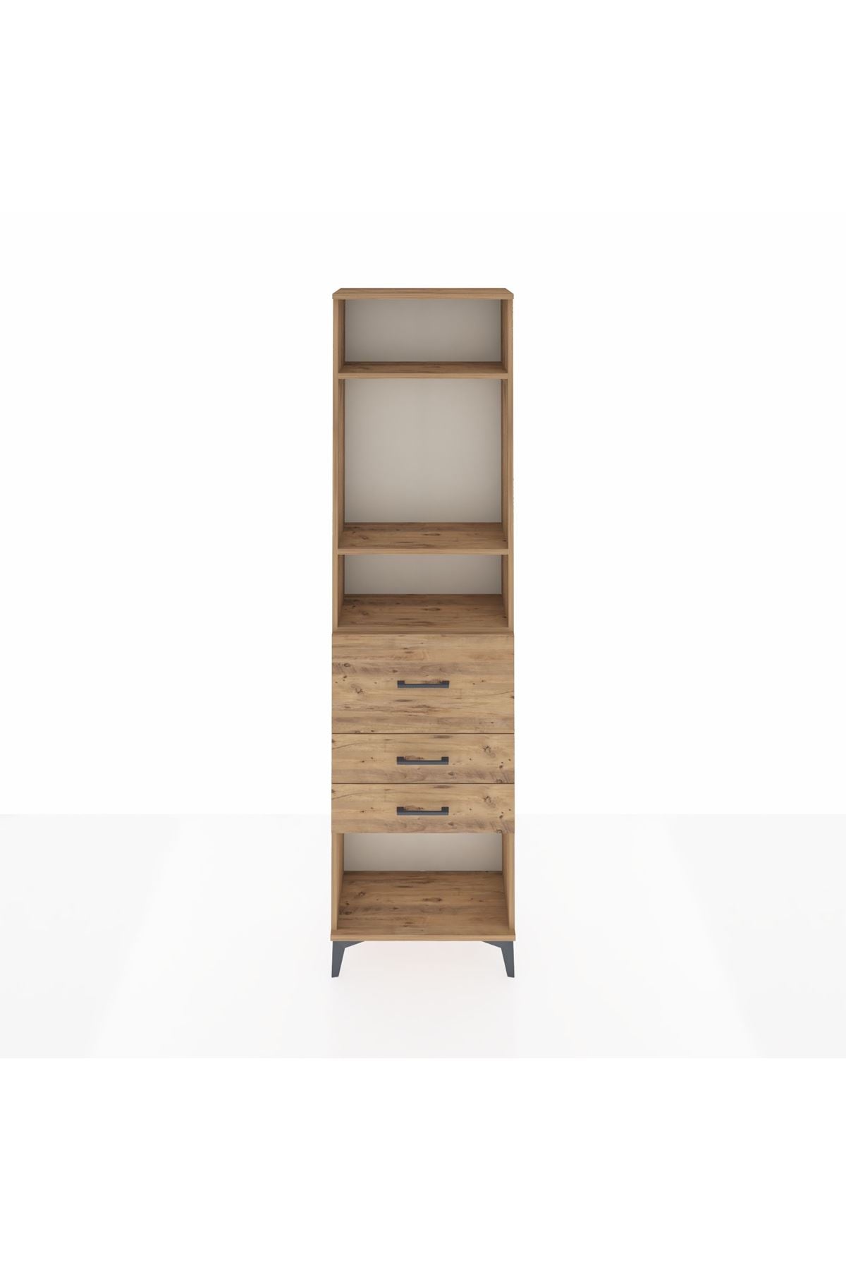 Arges Dolap 3 Raflı 3 Çekmeceli 60x30x221 Çam-Çam