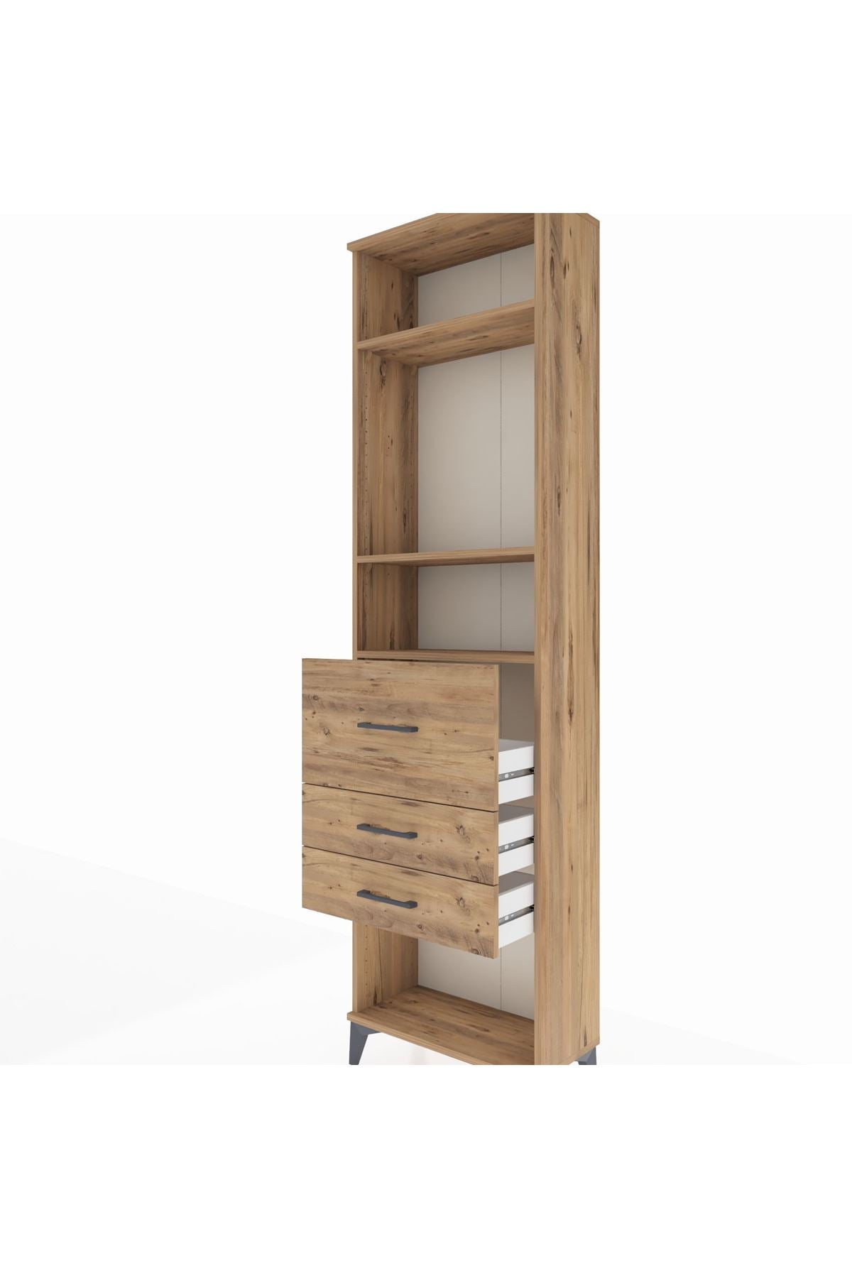 Arges Dolap 3 Raflı 3 Çekmeceli 60x30x221 Çam-Çam