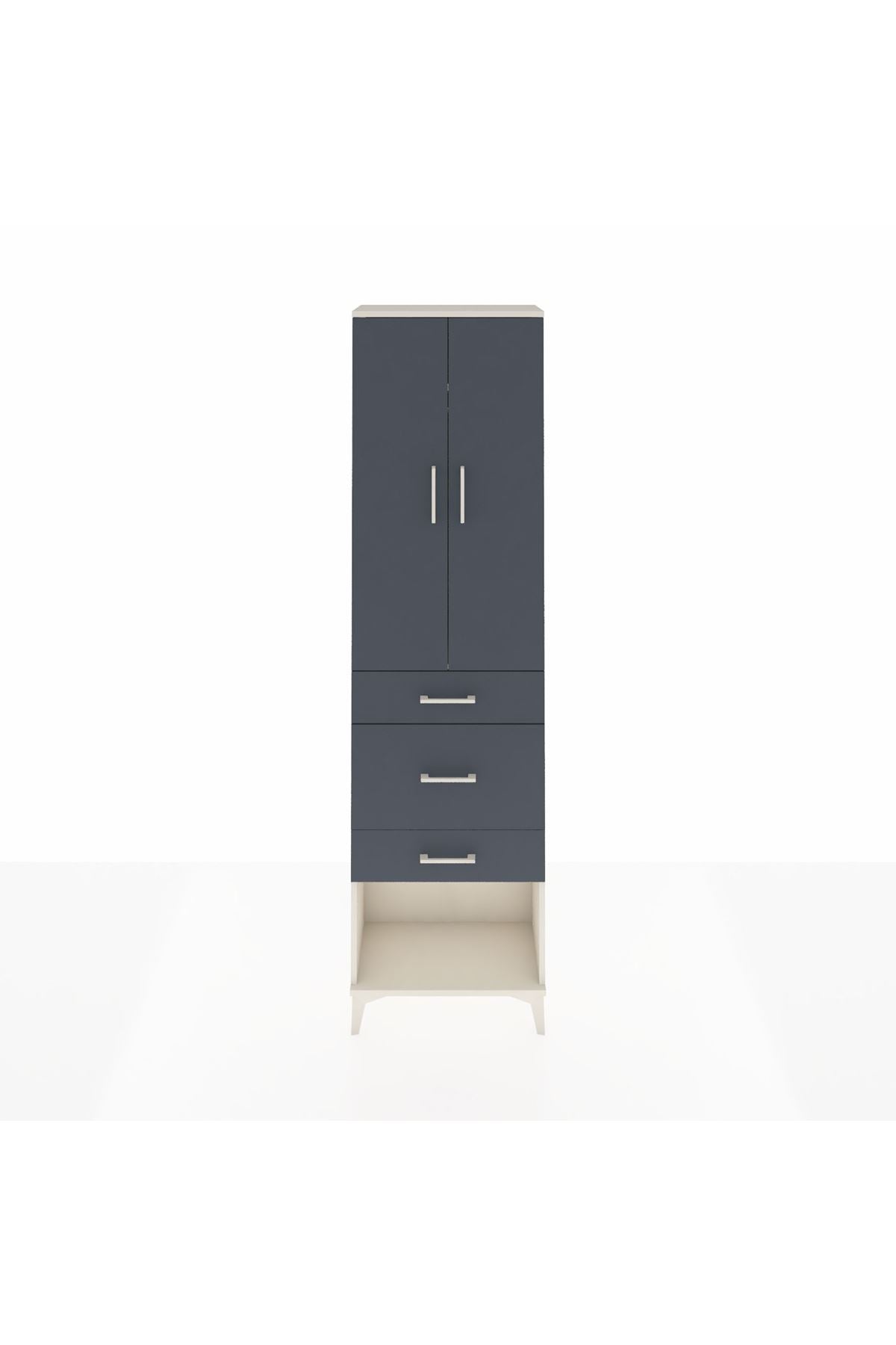 Arges Dolap 2 Raflı 3 Çekmeceli Tek Askılı 60x30x221 Aytaşı-Antrasit