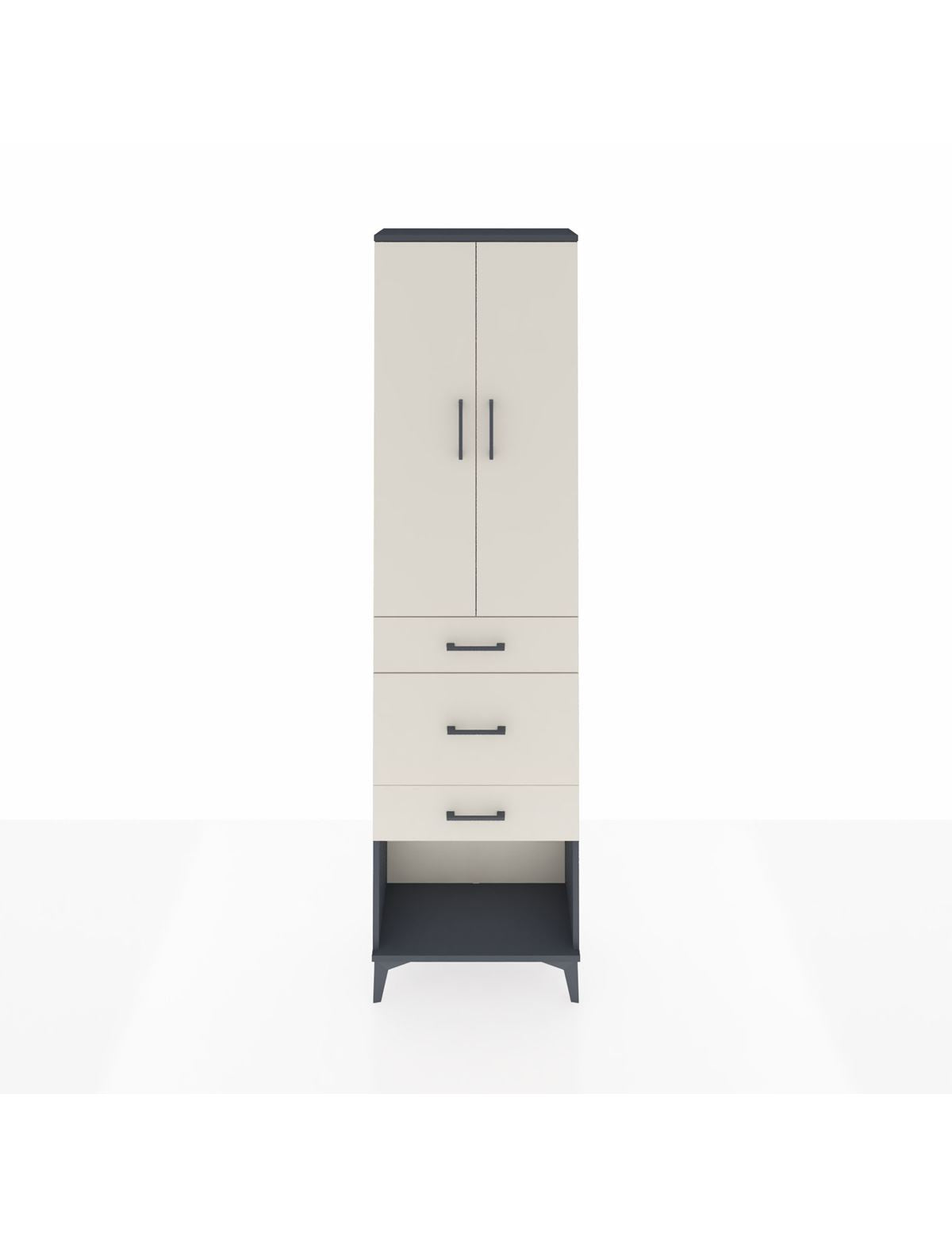 Arges Dolap 2 Raflı 3 Çekmeceli Tek Askılı 60x30x221 Antrasit-Aytaşı