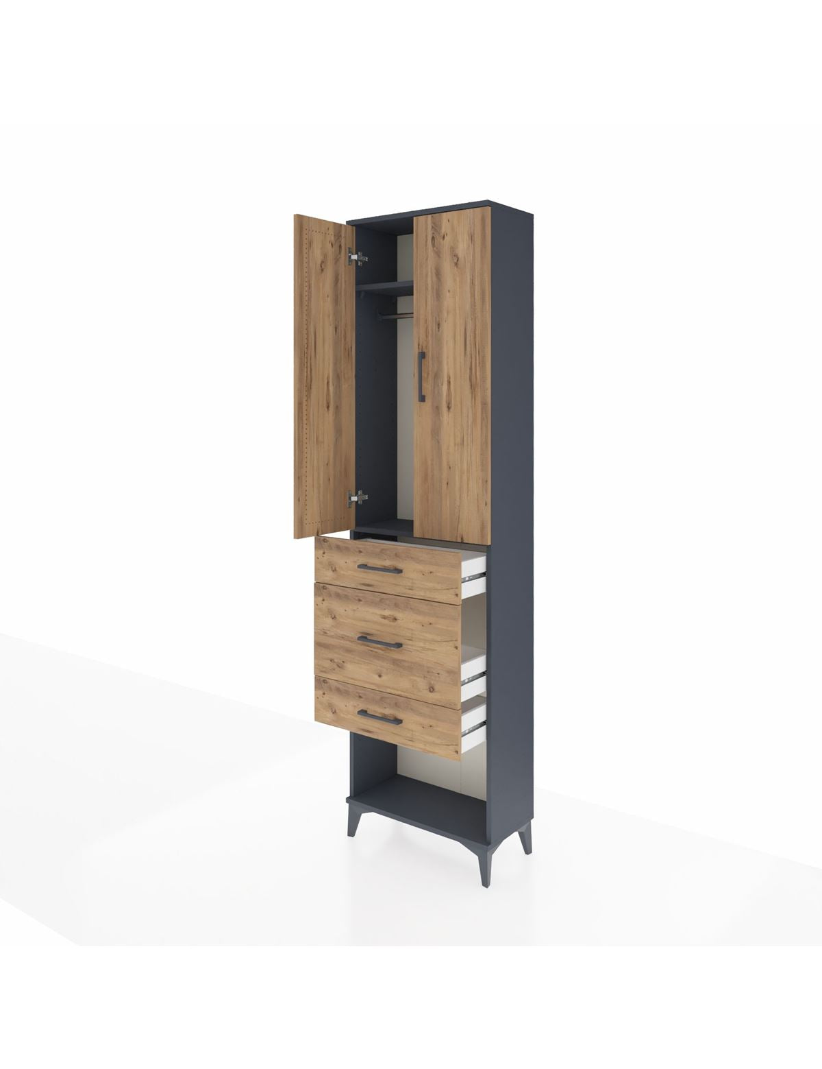 Arges Dolap 2 Raflı 3 Çekmeceli Tek Askılı 60x30x221 - S29M151V6A
