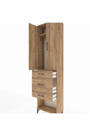 Arges Dolap 2 Raflı 3 Çekmeceli Tek Askılı 60x30x221 Çam-Çam