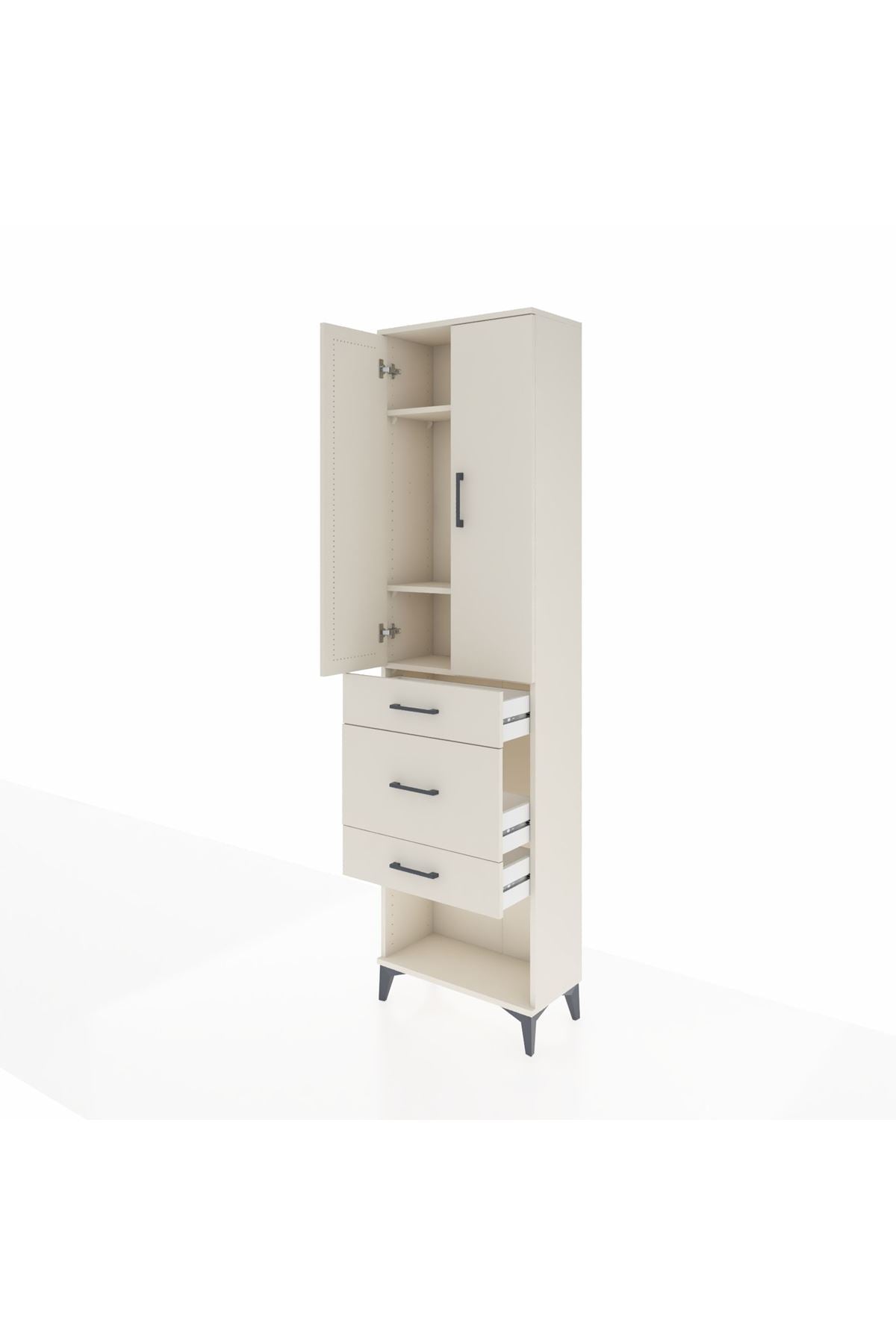 Arges Dolap 3 Raflı 3 Çekmeceli 2 Kapaklı 60x30x221 Aytaşı-Aytaşı