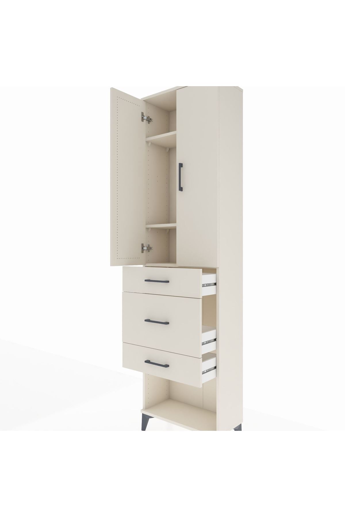 Arges Dolap 3 Raflı 3 Çekmeceli 2 Kapaklı 60x30x221 Aytaşı-Aytaşı