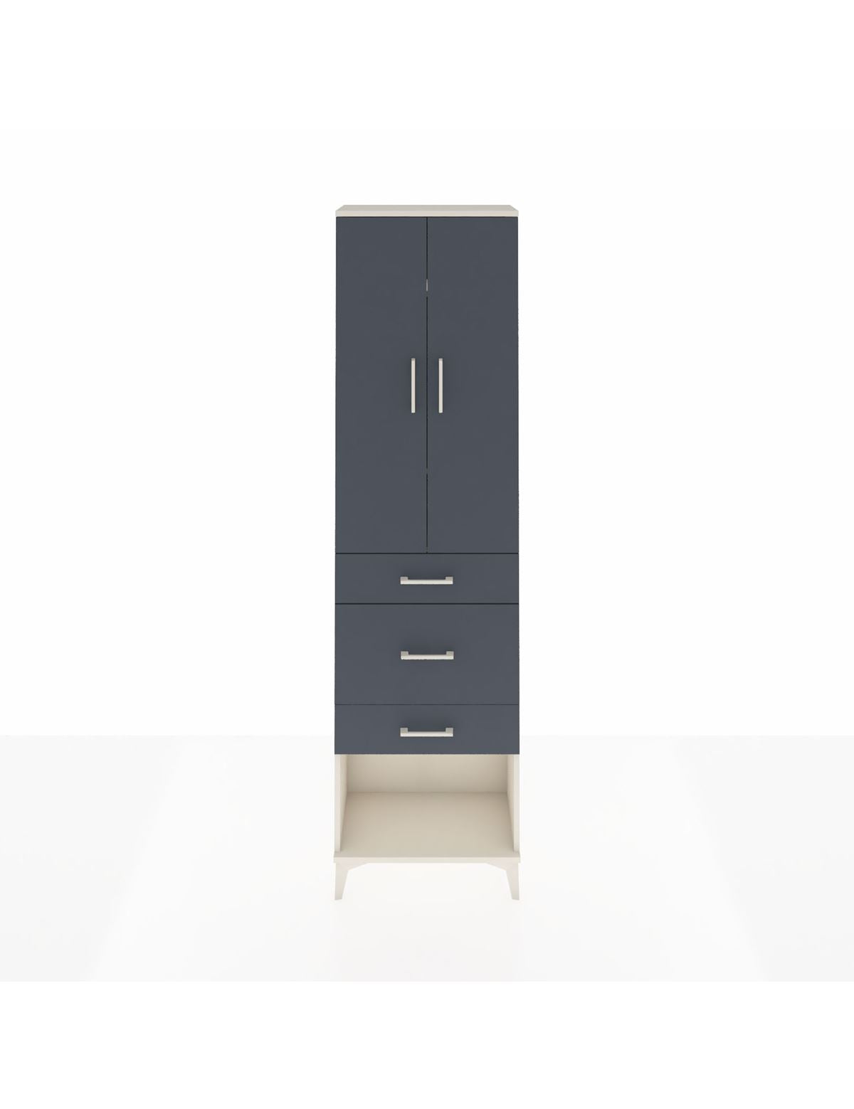 Arges Dolap 3 Raflı 3 Çekmeceli 2 Kapaklı 60x30x221 Aytaşı-Antrasit