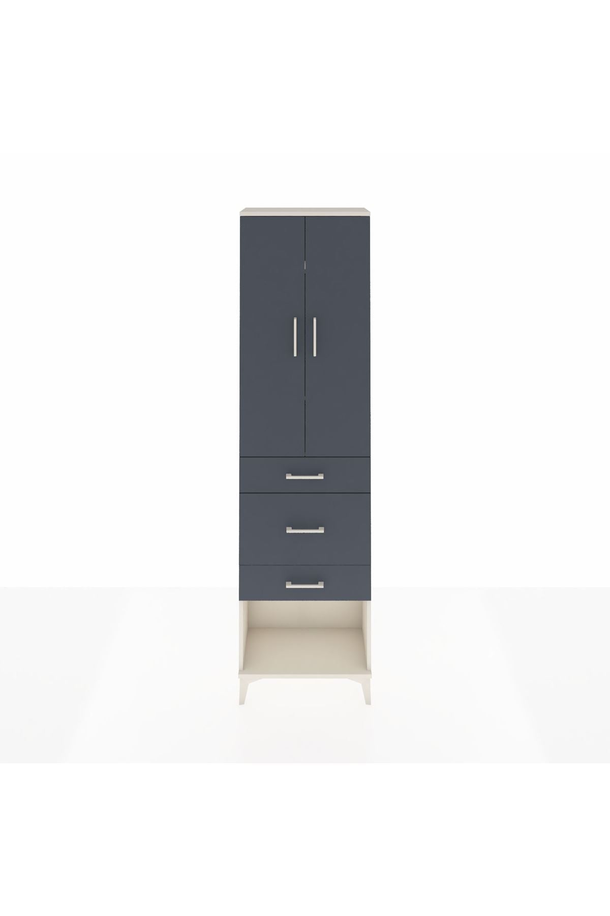 Arges Dolap 3 Raflı 3 Çekmeceli 2 Kapaklı 60x30x221 Aytaşı-Antrasit