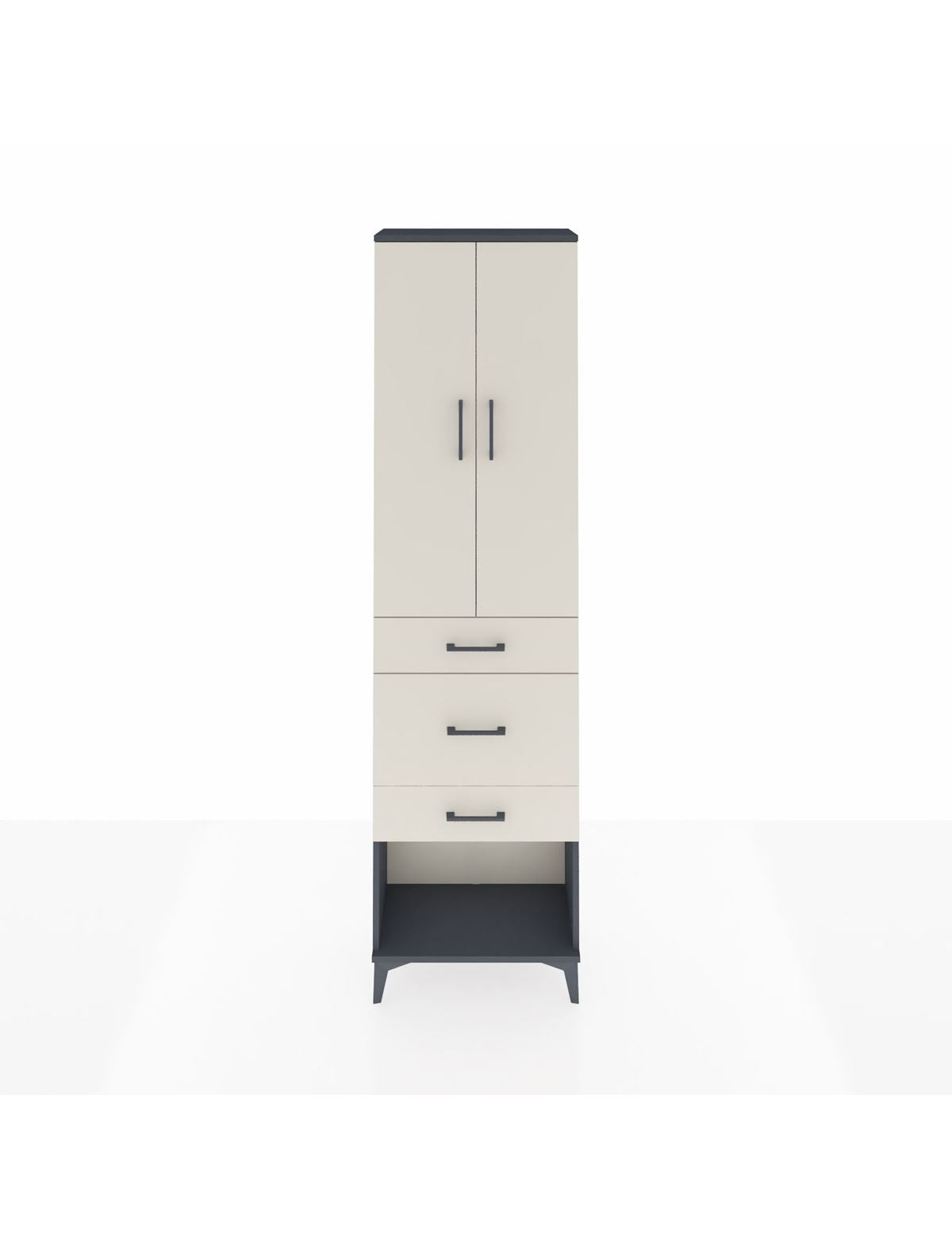 Arges Dolap 3 Raflı 3 Çekmeceli 2 Kapaklı 60x30x221 Antrasit-Aytaşı