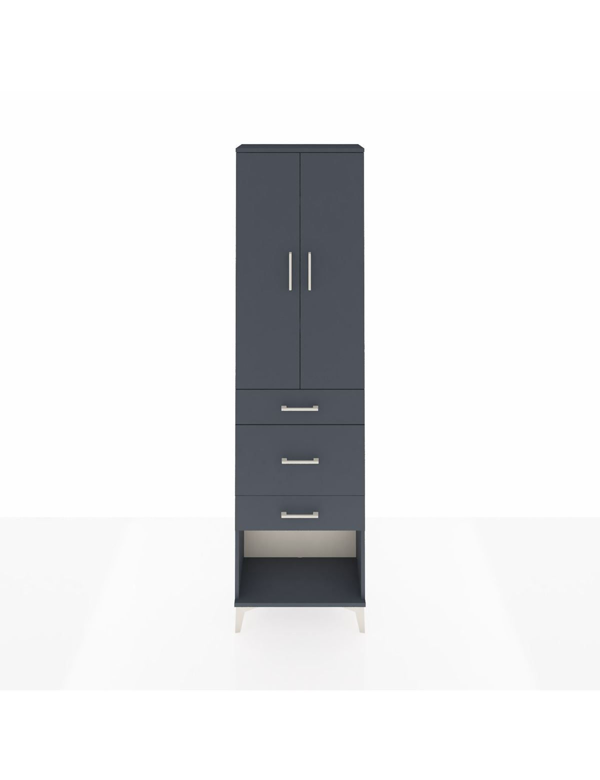 Arges Dolap 3 Raflı 3 Çekmeceli 2 Kapaklı 60x30x221 Antrasit-Antrasit