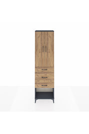 Arges Dolap 3 Raflı 3 Çekmeceli 2 Kapaklı 60x30x221 Antrasit-Çam