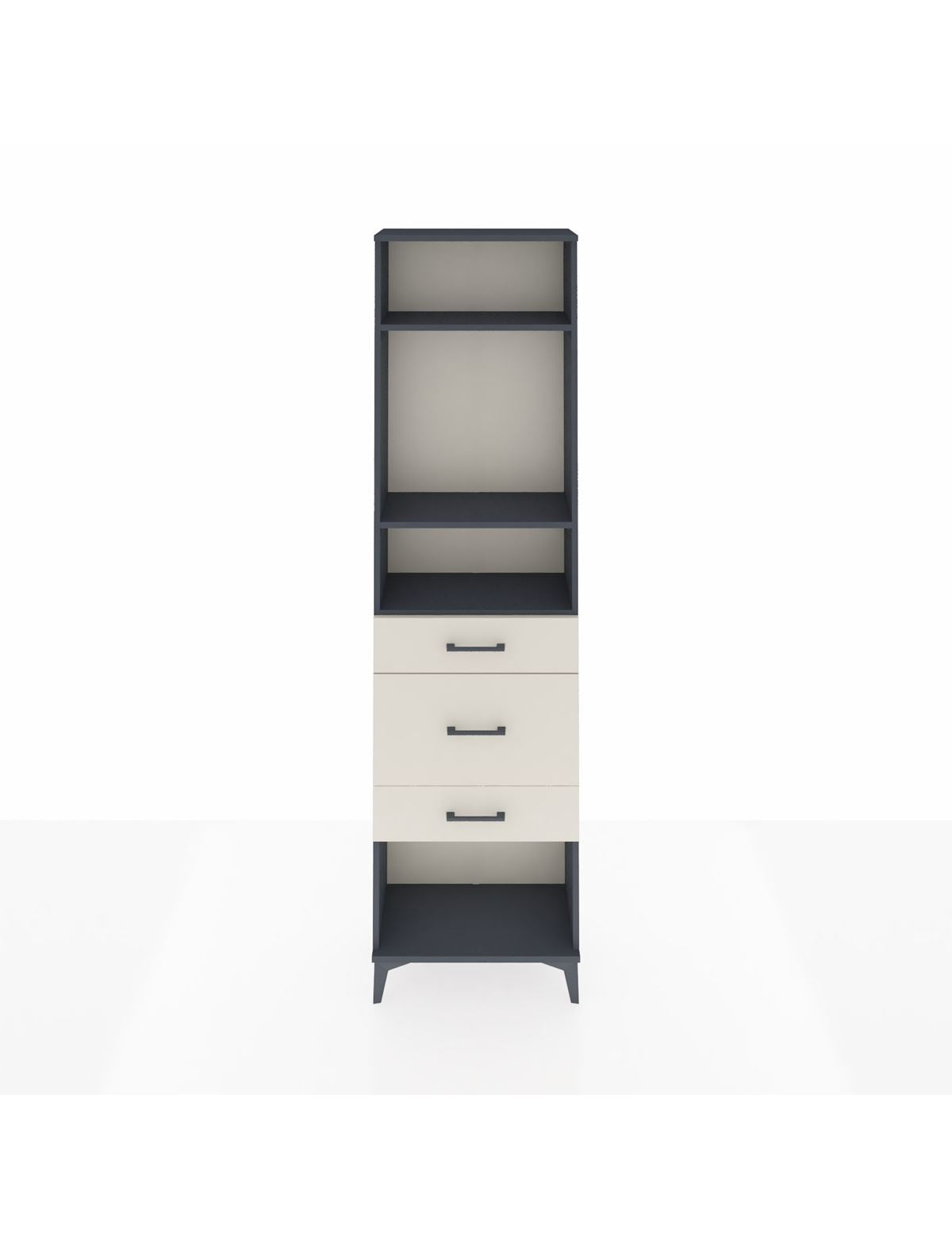 Arges Dolap 3 Raflı 3 Çekmeceli 60x30x221 Antrasit-Aytaşı