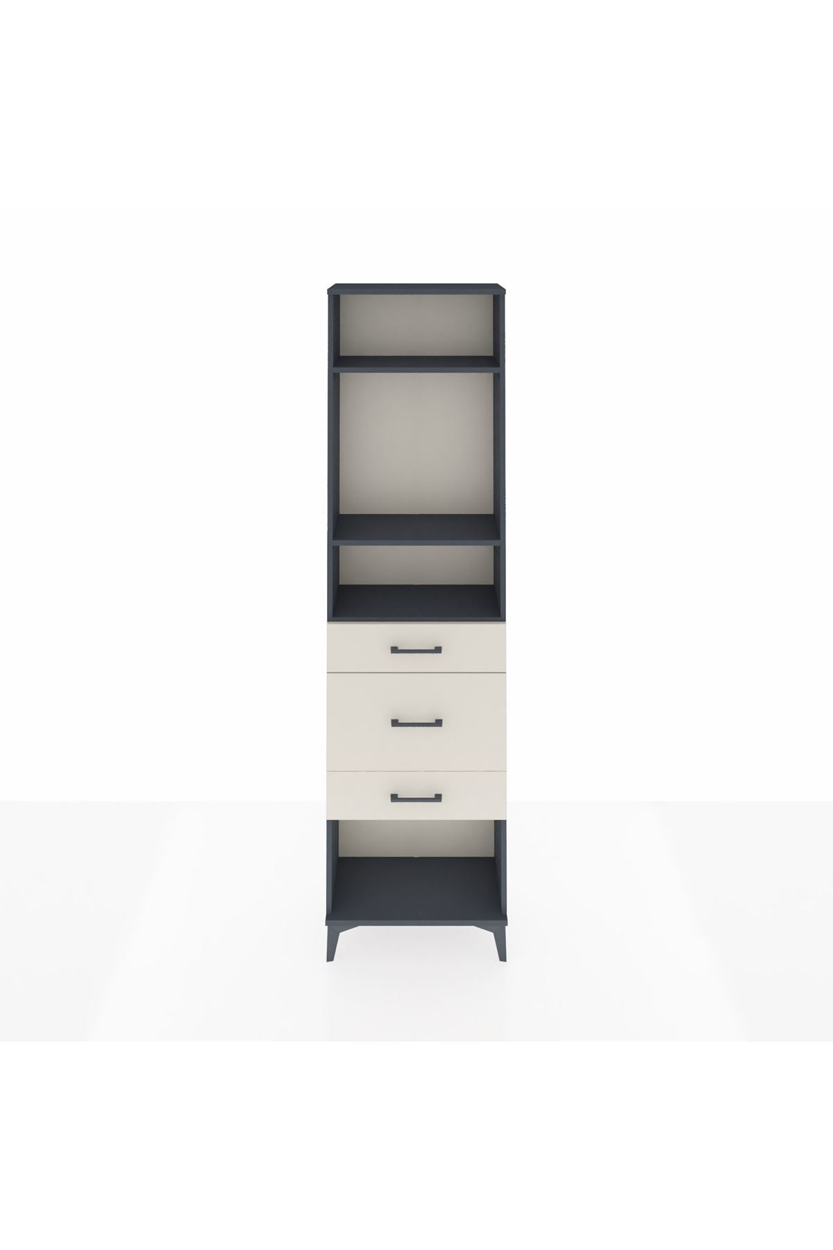 Arges Dolap 3 Raflı 3 Çekmeceli 60x30x221 Antrasit-Aytaşı