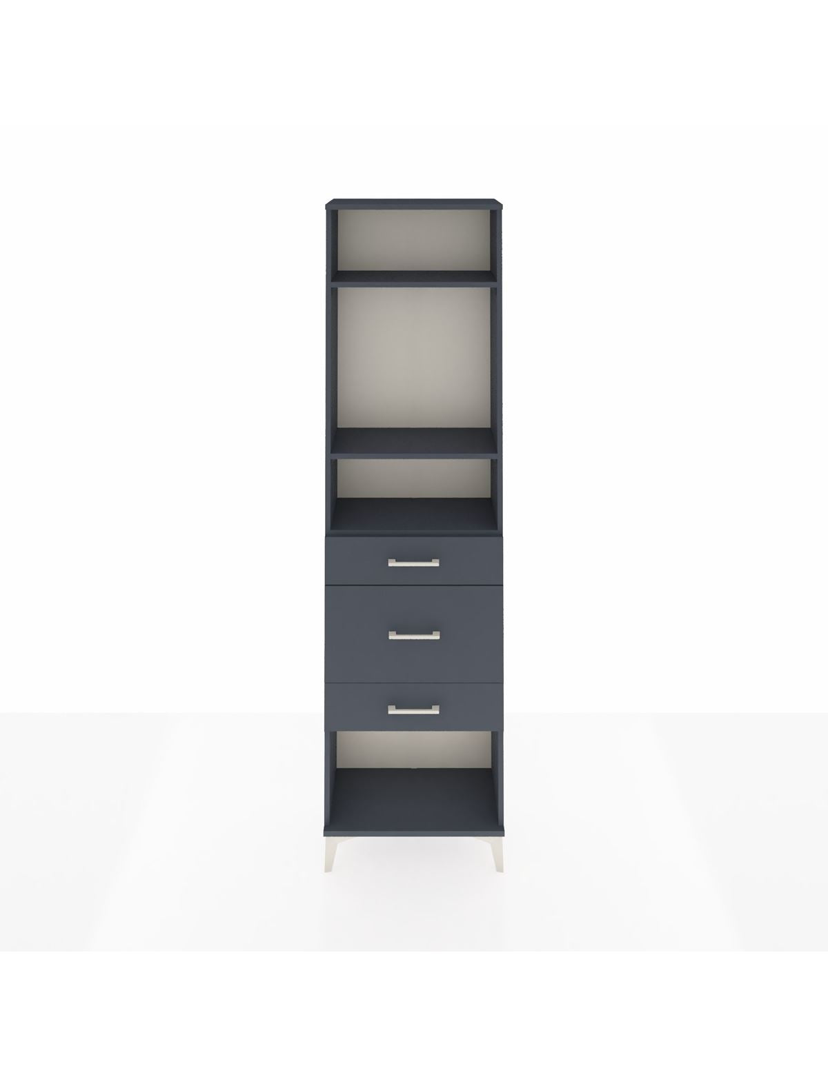 Arges Dolap 3 Raflı 3 Çekmeceli 60x30x221 Antrasit-Antrasit