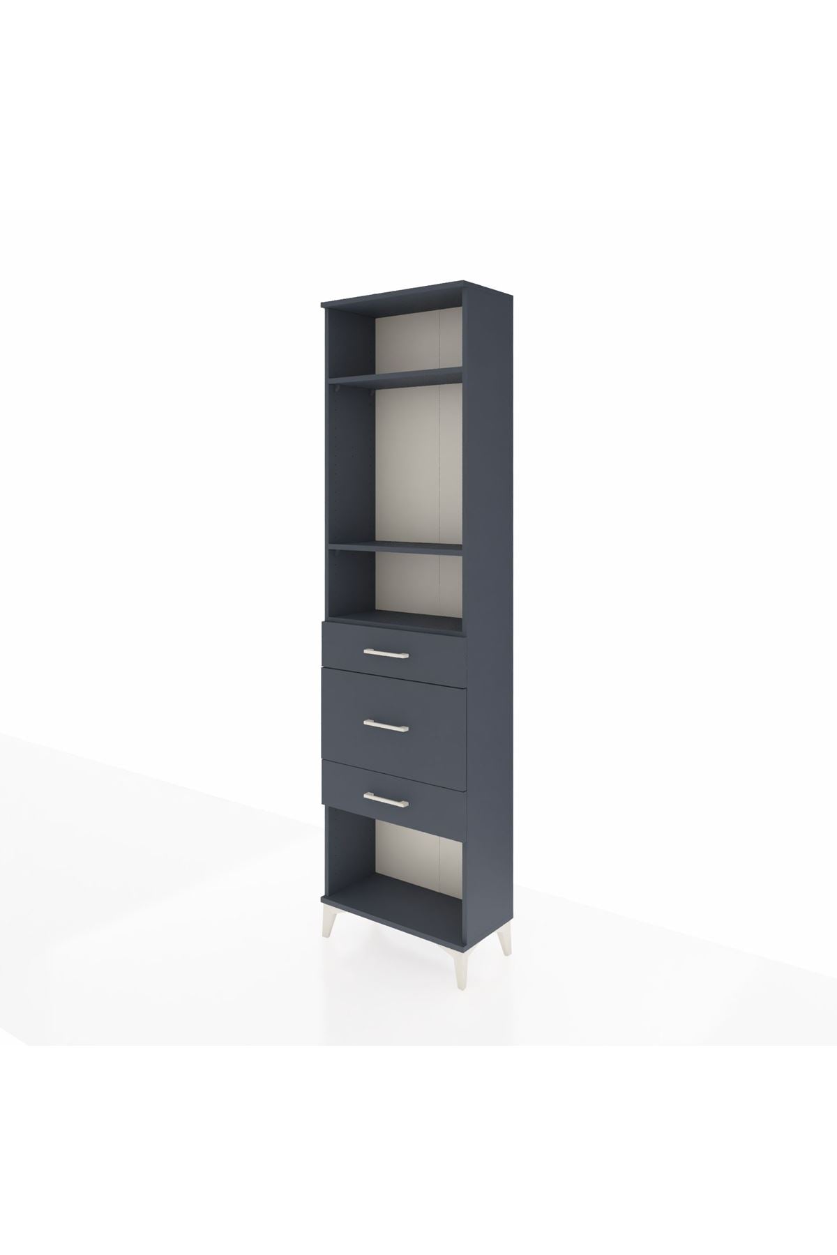 Arges Dolap 3 Raflı 3 Çekmeceli 60x30x221 Antrasit-Antrasit