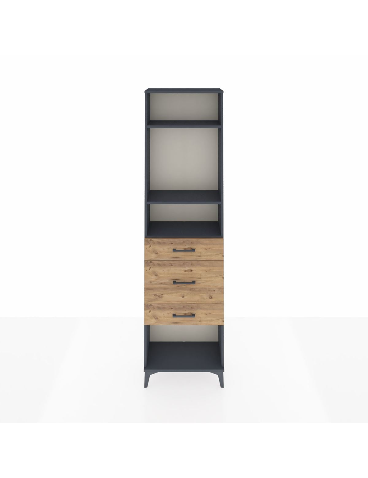 Arges Dolap 3 Raflı 3 Çekmeceli 60x30x221 Antrasit-Çam