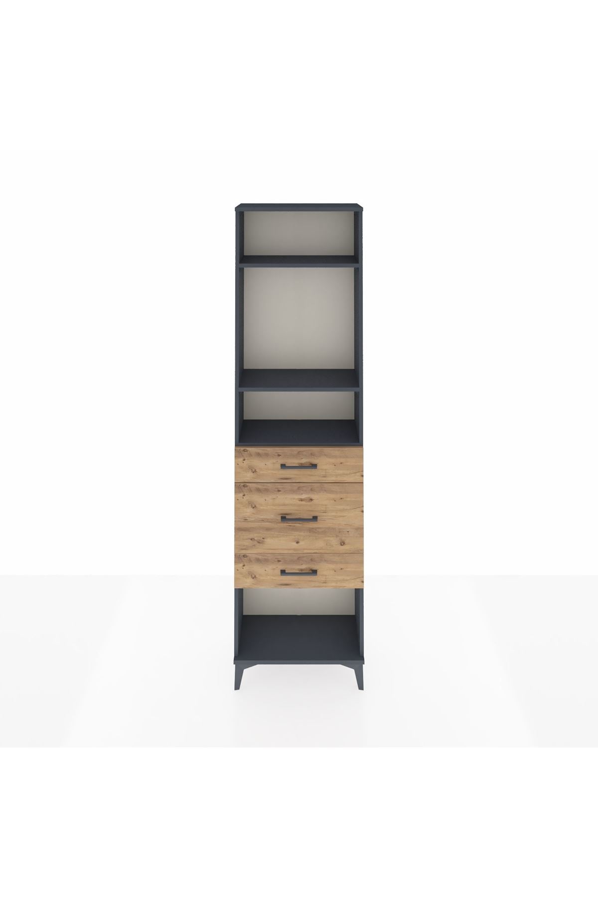 Arges Dolap 3 Raflı 3 Çekmeceli 60x30x221 Antrasit-Çam