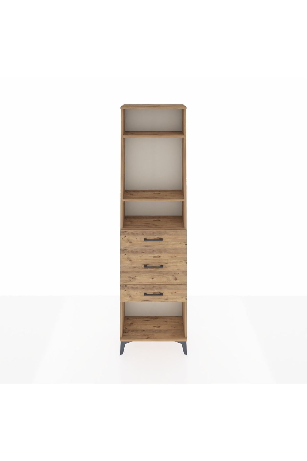 Arges Dolap 3 Raflı 3 Çekmeceli 60x30x221 Çam-Çam