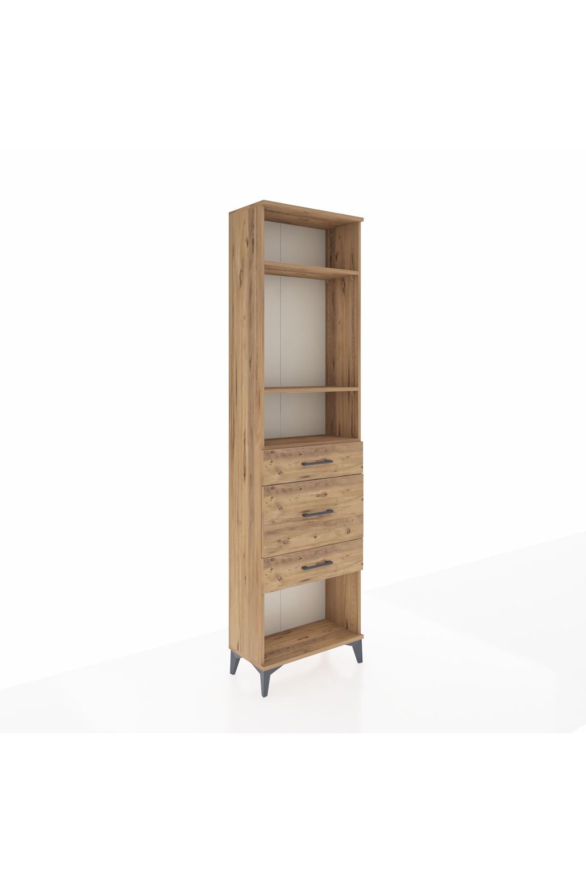 Arges Dolap 3 Raflı 3 Çekmeceli 60x30x221 Çam-Çam