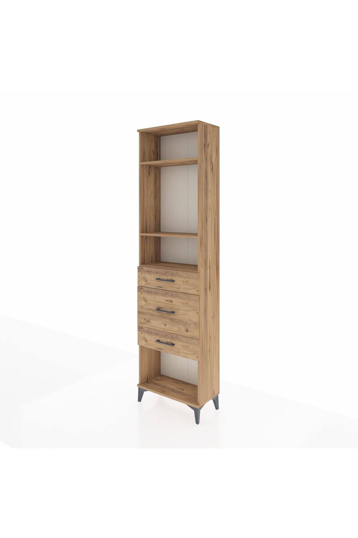 Arges Dolap 3 Raflı 3 Çekmeceli 60x30x221 Çam-Çam