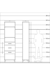 Arges Dolap 3 Raflı 3 Çekmeceli 60x30x221 Çam-Çam