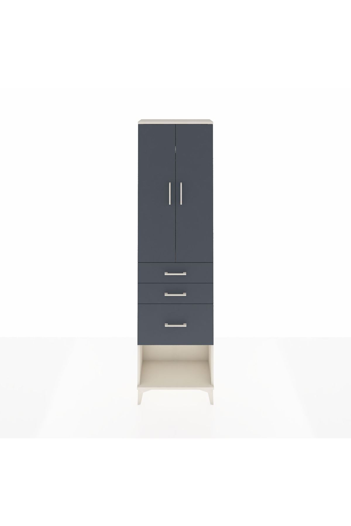 Arges Dolap 2 Raflı 3 Çekmeceli Tek Askılı 60x30x221 Aytaşı-Antrasit